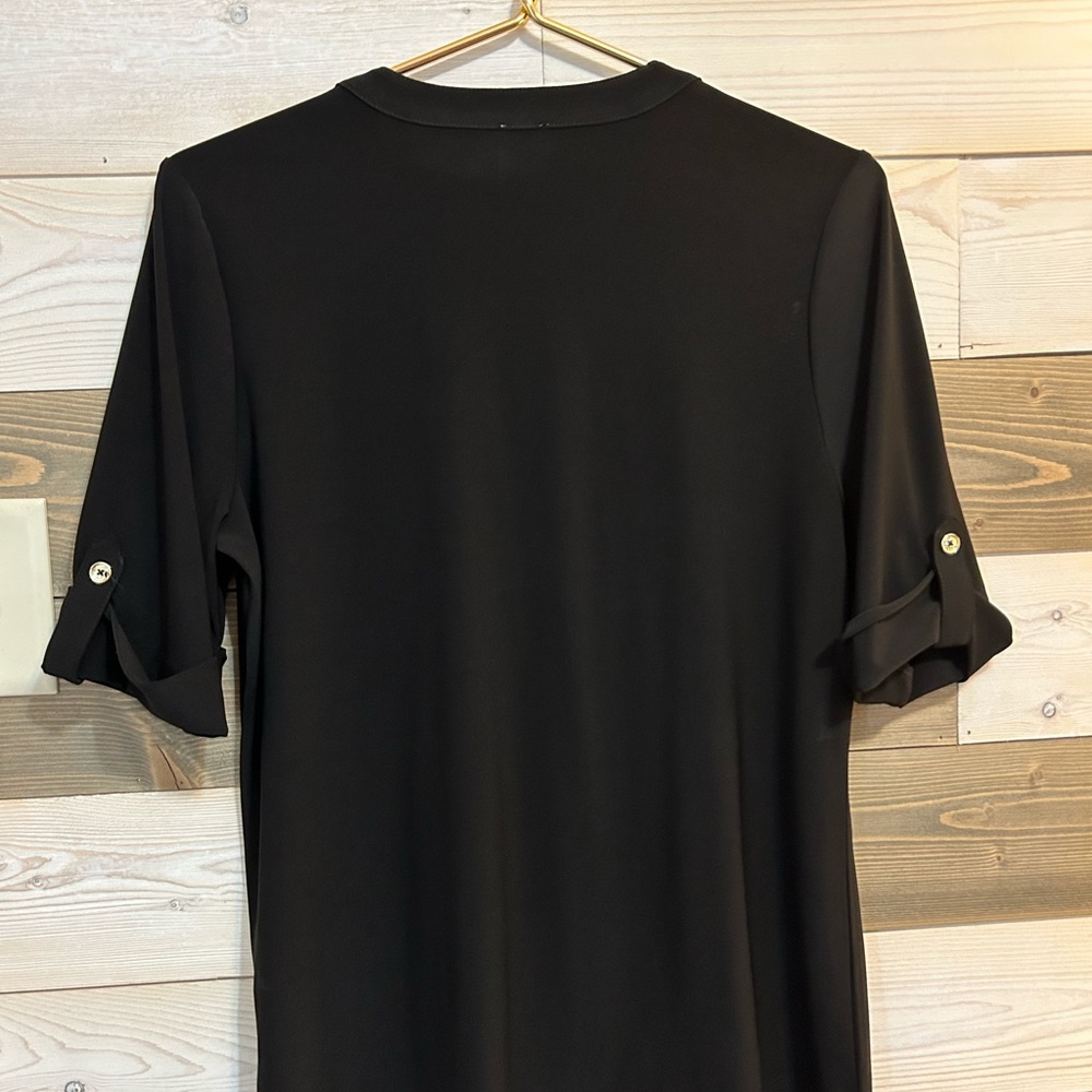 Anne Klein Black Partial Button Down Top - image 3